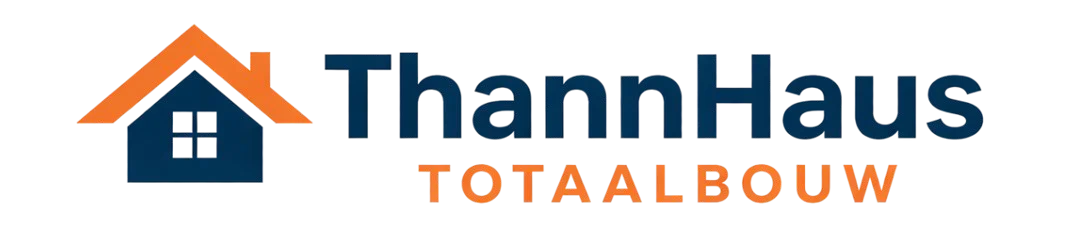 ThannHaus Totaalbouw logo featuring an orange house icon with blue text